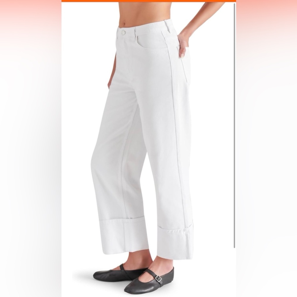 NEW White 100% Cotton Steve Madden Womens Noelie Pant 26” $99 - Picture 7 of 8